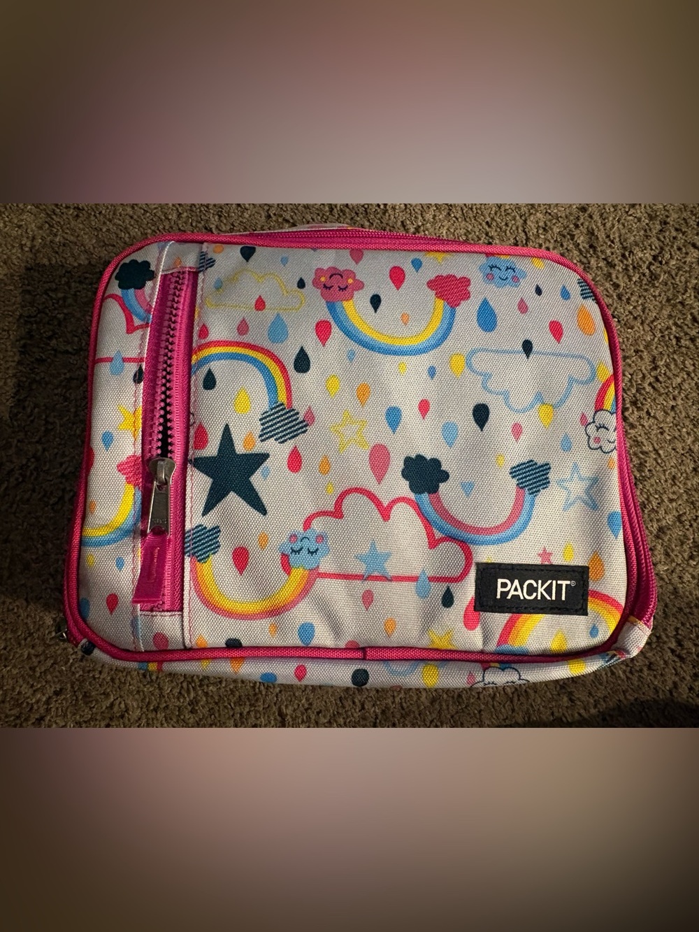 PACKIT Kids Rainbow Cloud Lunch Bag - Pink Accents